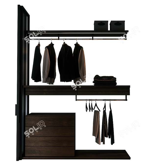 Corner Walk-In Wardrobe with Decor 3D model image 3