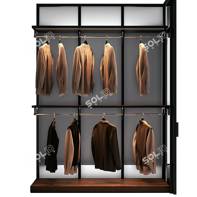 Corner Walk-In Wardrobe with Decor 3D model image 4