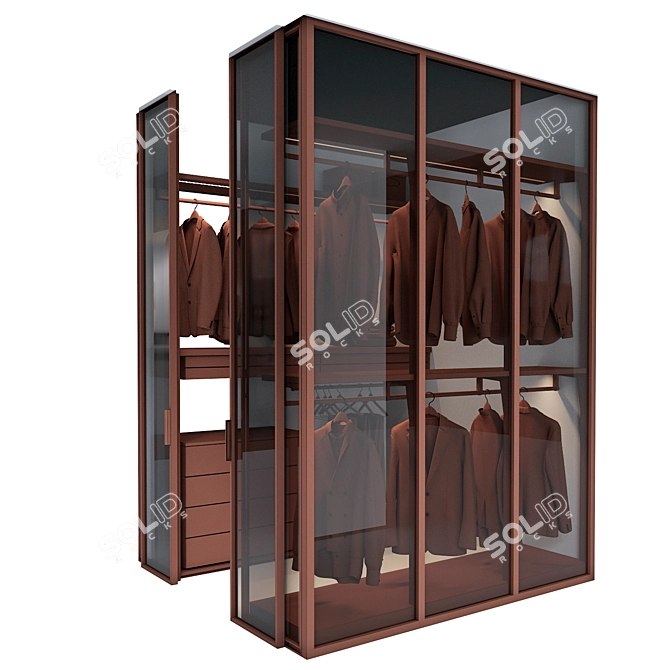 Corner Walk-In Wardrobe with Decor 3D model image 5