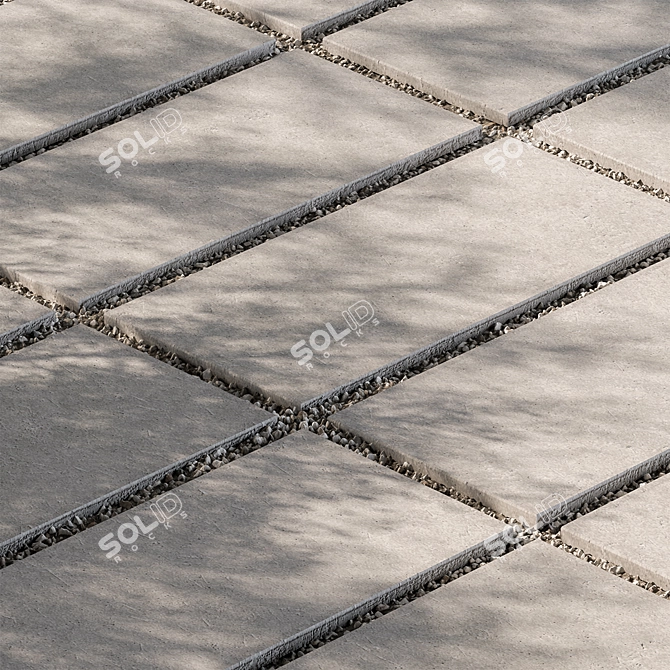 Gravel-Filled Concrete Slab Paving 3D model image 1