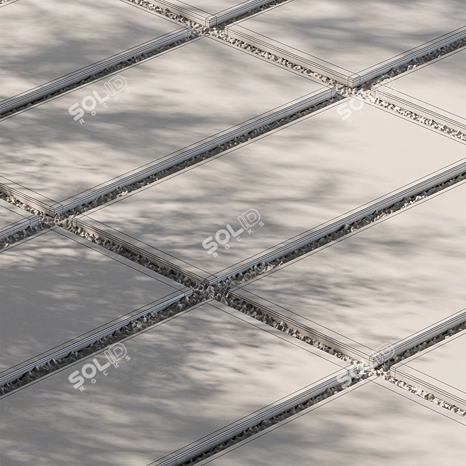 Gravel-Filled Concrete Slab Paving 3D model image 4