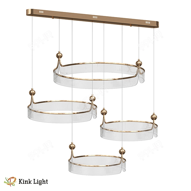 Golden Pendant Light Fixture 169W 3D model image 1
