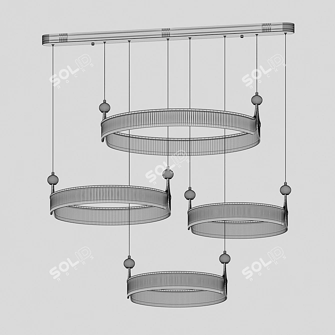 Golden Pendant Light Fixture 169W 3D model image 2