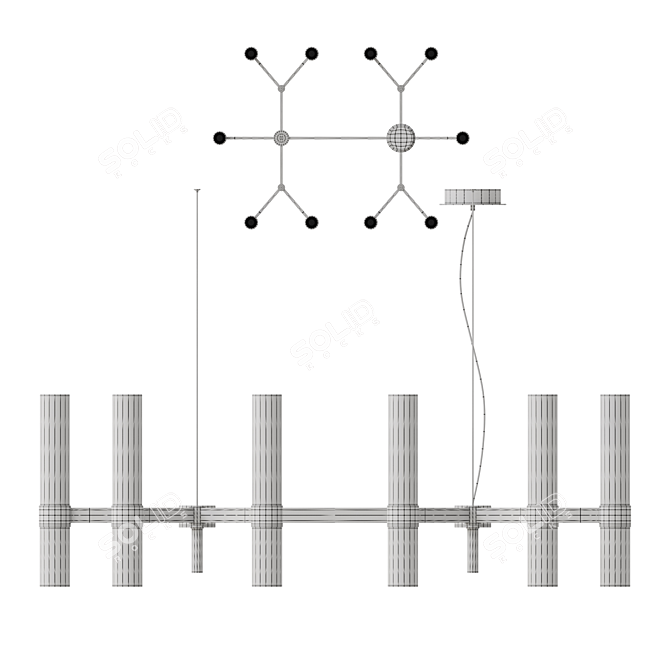 Christof 20 B Glass & Marble Chandelier 3D model image 6
