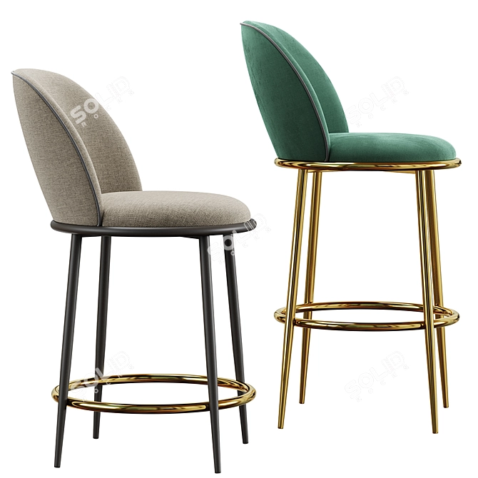 AURA Bar Stool Collection 3D model image 3