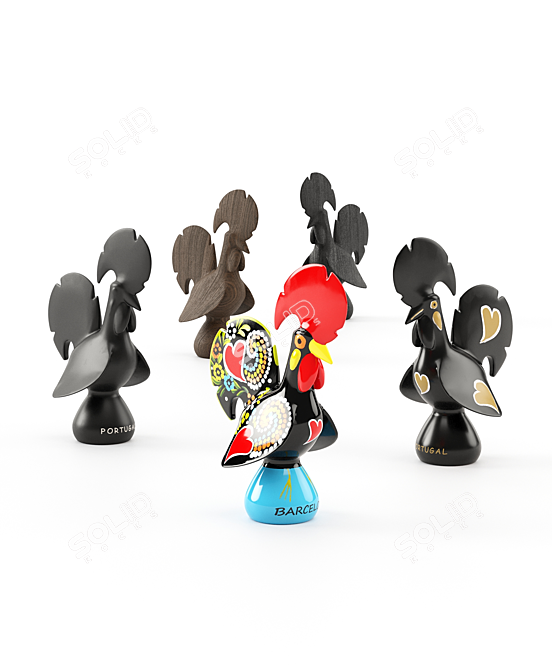 Portuguese Galo De Barcelos Rooster 3D model image 1