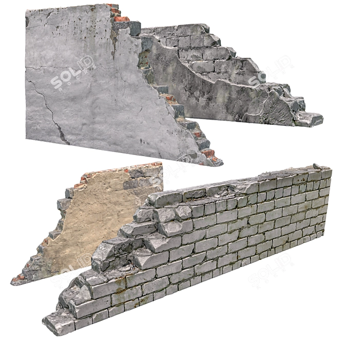 Ancient Ruined Walls 3D Models 3D model image 1