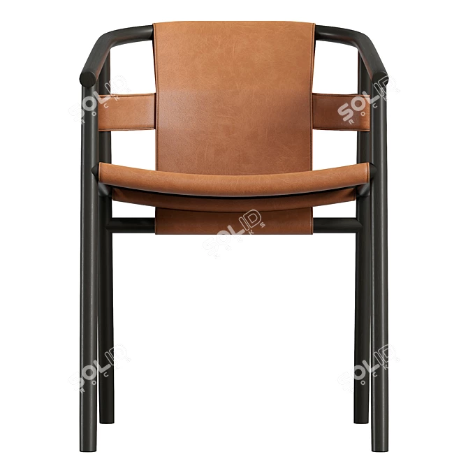 Modern Wood and Leather Chair 3D model image 2