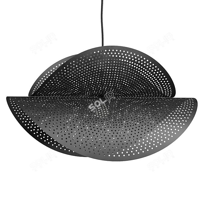 Sleek Black Metal Pendant Light 3D model image 1