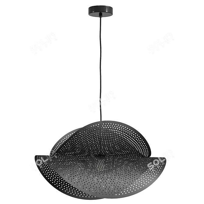 Sleek Black Metal Pendant Light 3D model image 2