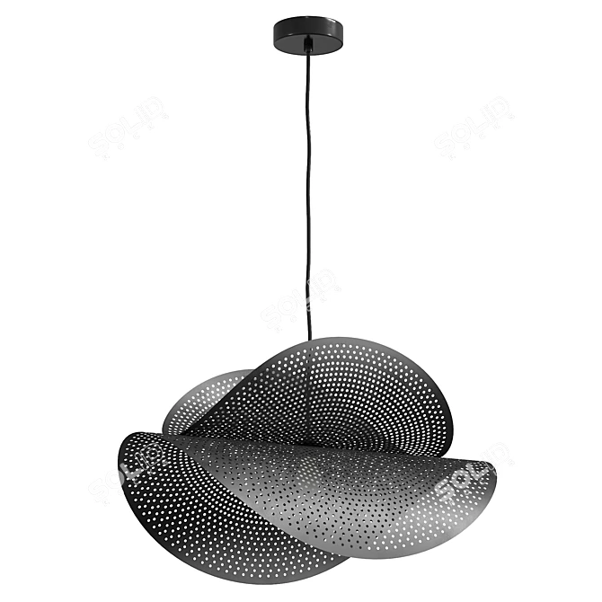 Sleek Black Metal Pendant Light 3D model image 4