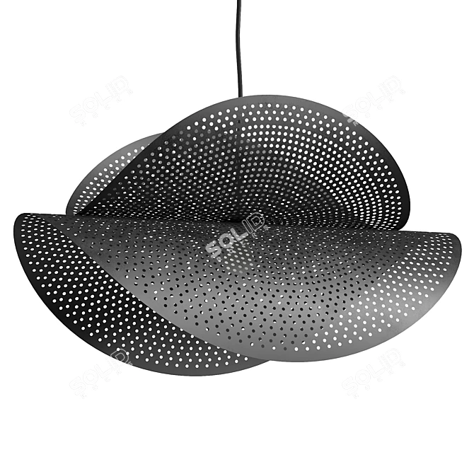 Sleek Black Metal Pendant Light 3D model image 5
