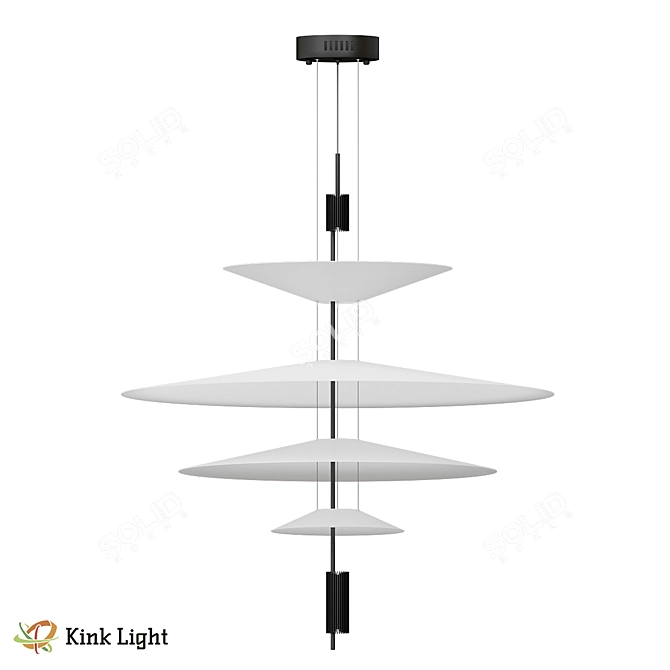Black Guide Pendant Light with LED 3D model image 1
