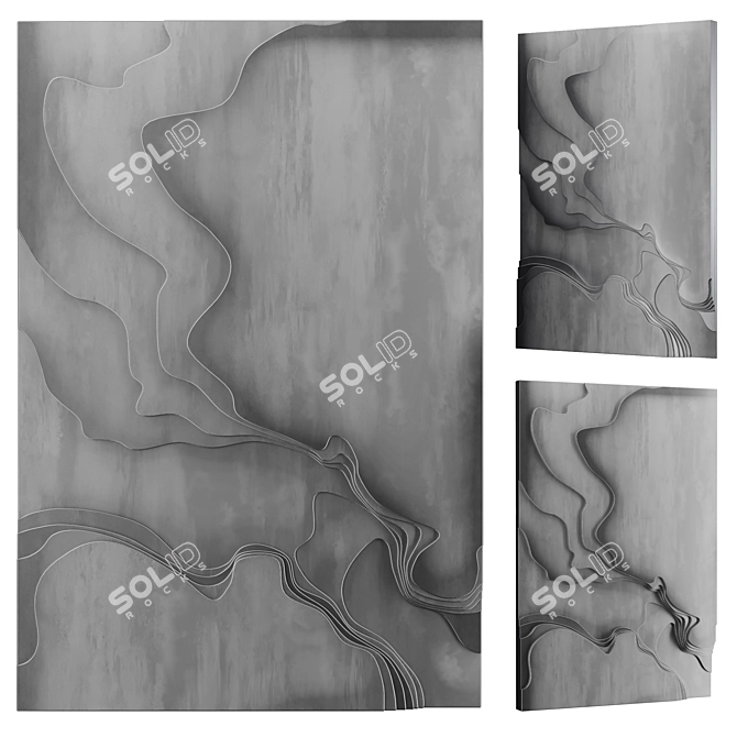 Modern Metal Wall Sculpture 3D model image 3