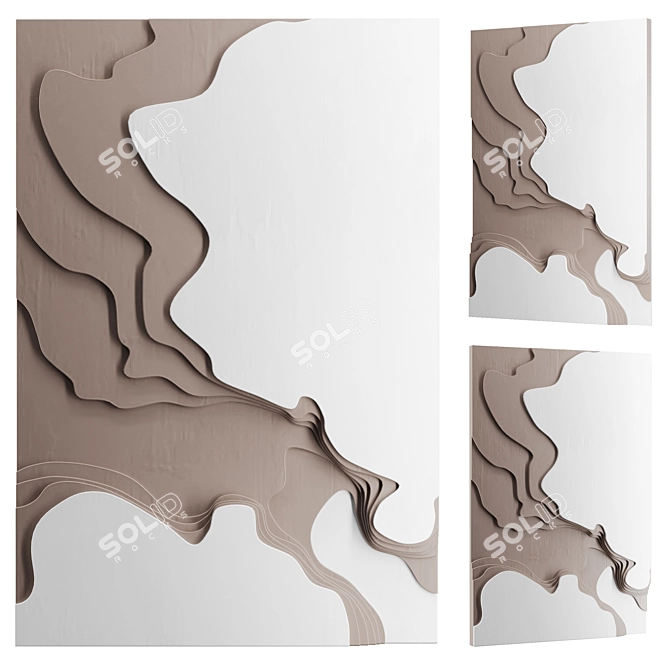 Modern Metal Wall Sculpture 3D model image 5