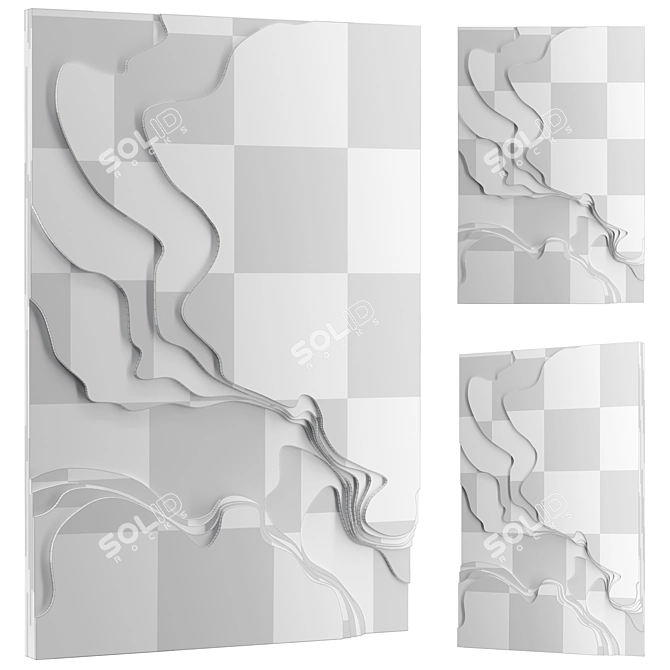 Modern Metal Wall Sculpture 3D model image 6