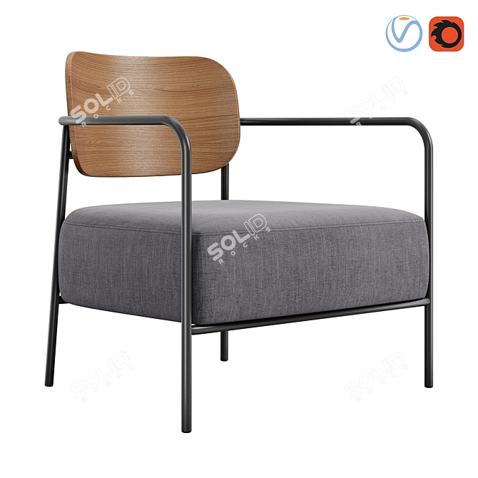 Elegant MELT Armchair 3D model image 1