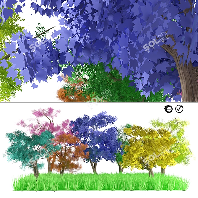 Animated Stylized Tree Pack 3D model image 1