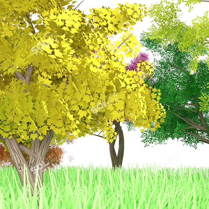 Animated Stylized Tree Pack 3D model image 2