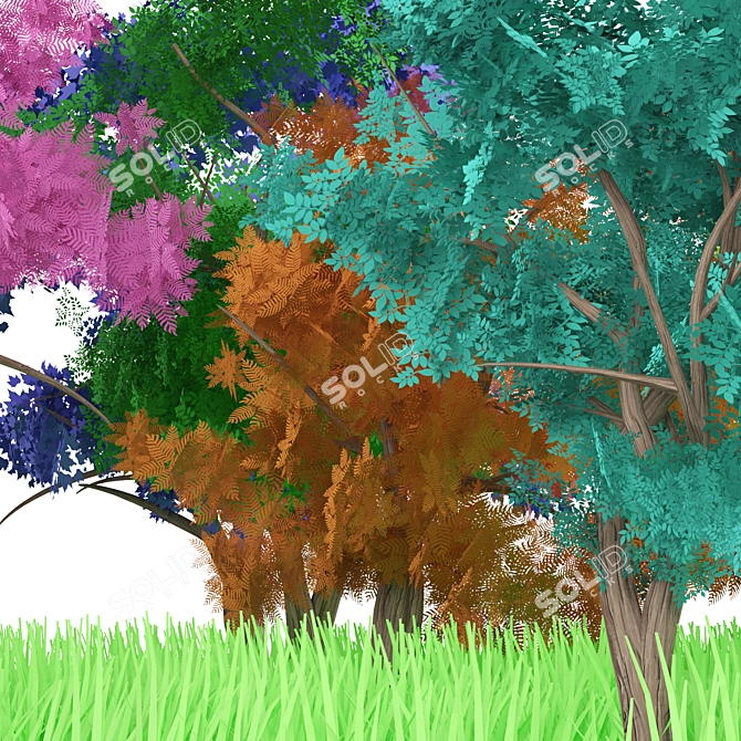 Animated Stylized Tree Pack 3D model image 4