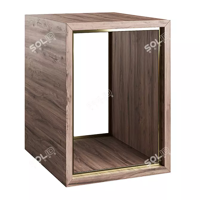 Sleek Wooden Side Table Magazine Rack 3D model image 1