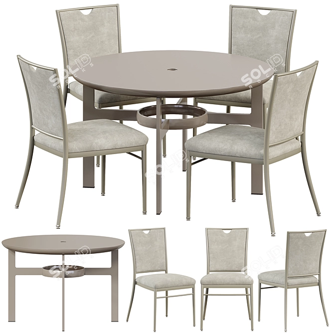 Outdoor Dining Set: Parkway Table & Stackable Chairs 3D model image 1