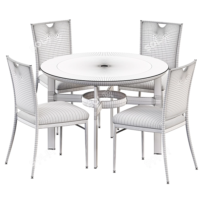 Outdoor Dining Set: Parkway Table & Stackable Chairs 3D model image 4