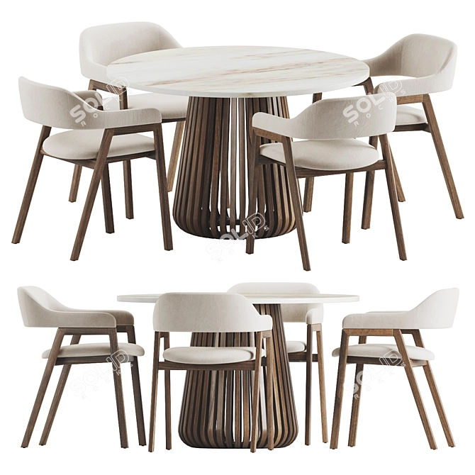 Modern Mist Dining Set 3D model image 1