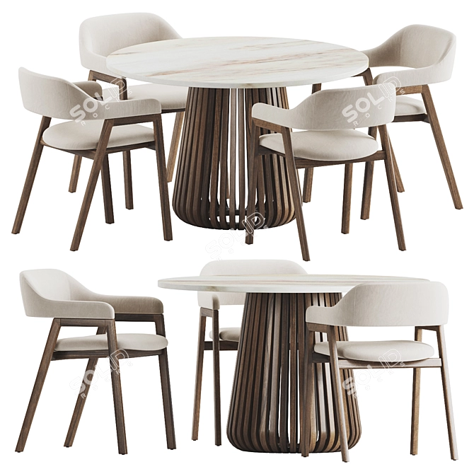 Modern Mist Dining Set 3D model image 2