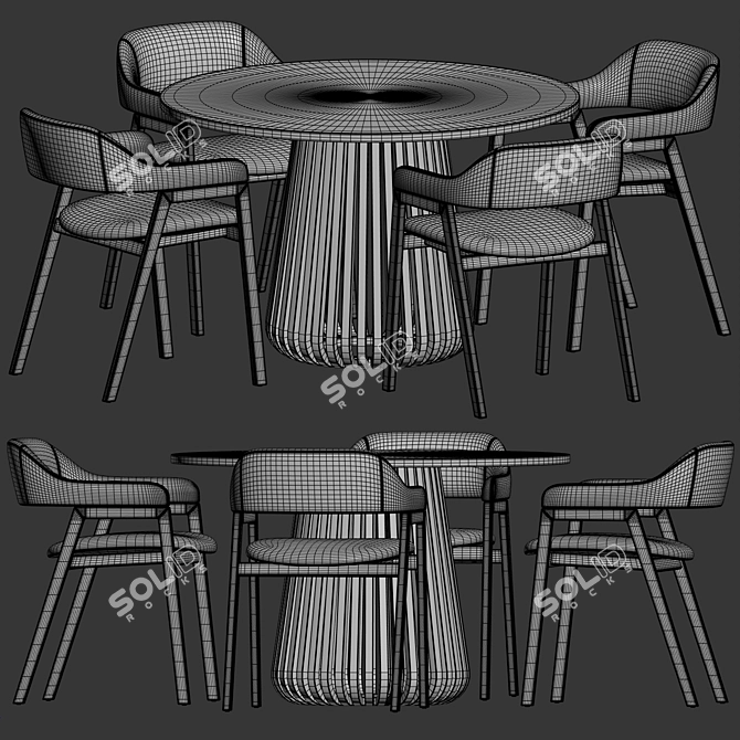 Modern Mist Dining Set 3D model image 3