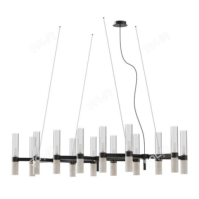 Cylinder Glass Marble Chandelier Fixture 3D model image 1