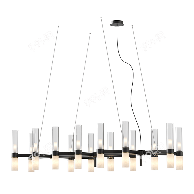 Cylinder Glass Marble Chandelier Fixture 3D model image 3