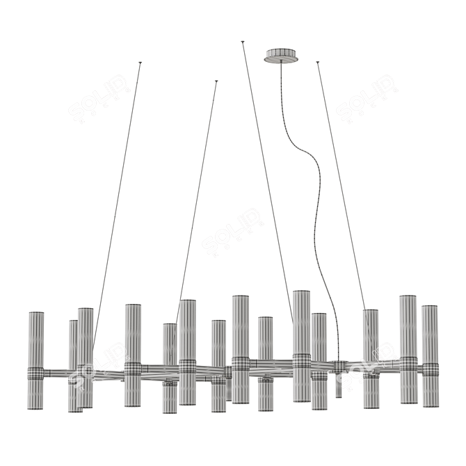 Cylinder Glass Marble Chandelier Fixture 3D model image 5