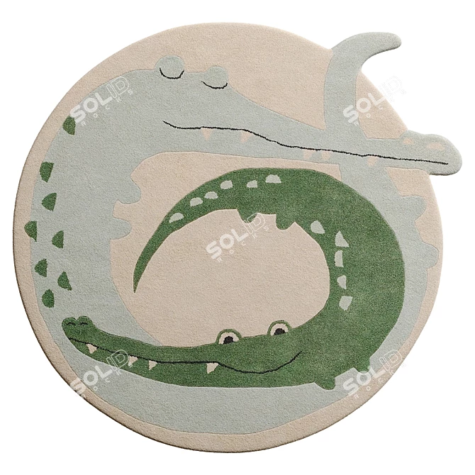 Savannah Crocodile Kids Multicolour Rug 3D model image 3