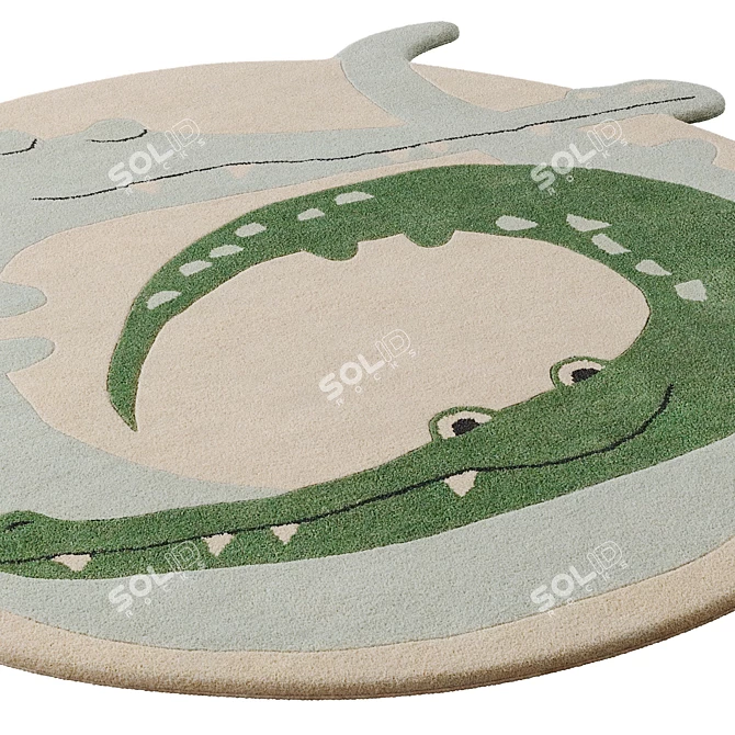 Savannah Crocodile Kids Multicolour Rug 3D model image 4