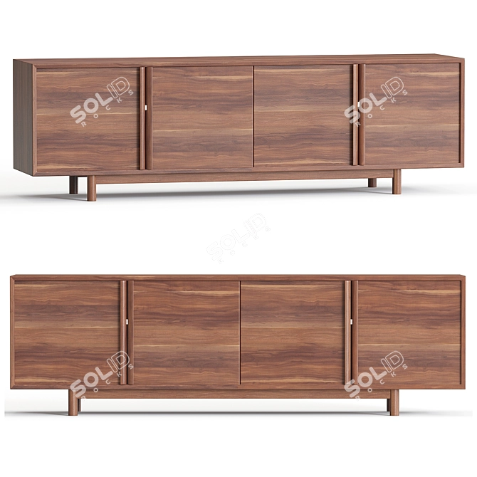 Contemporary Hollis Media Console Oak 3D model image 1