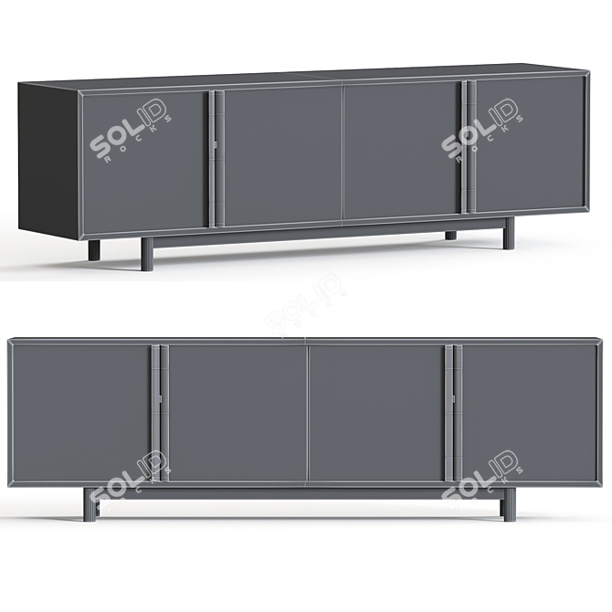 Contemporary Hollis Media Console Oak 3D model image 2