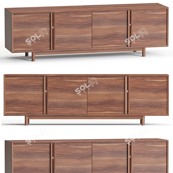 Contemporary Hollis Media Console Oak 3D model image 3