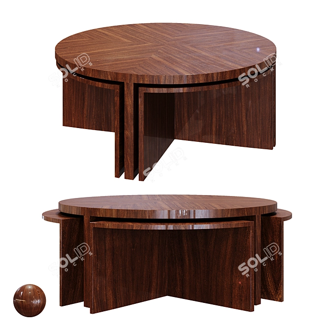 Round Palisander Cocktail Table 3D model image 1