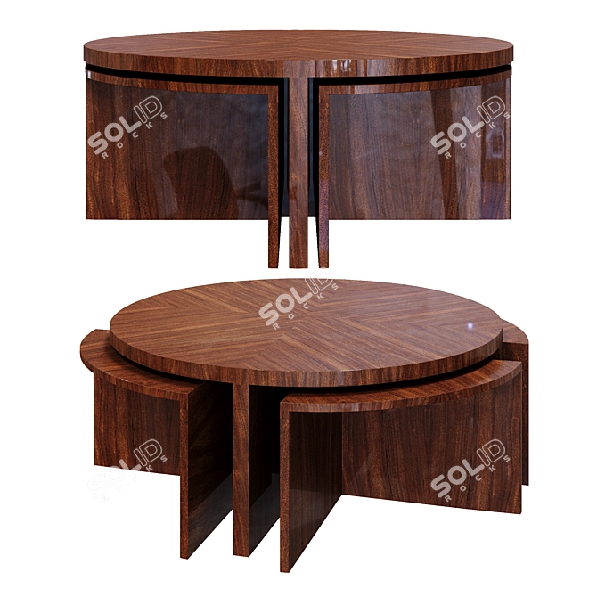 Round Palisander Cocktail Table 3D model image 2