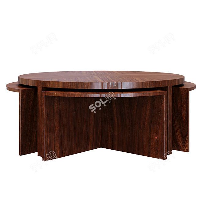 Round Palisander Cocktail Table 3D model image 6