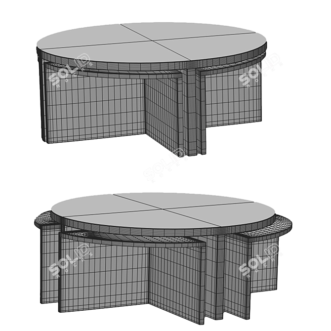 Round Palisander Cocktail Table 3D model image 7