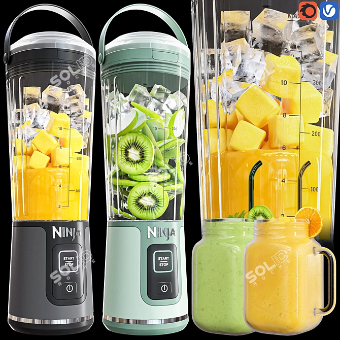 Cordless Ninja Blast Blender: 2-in-1 3D model image 1