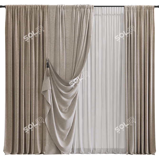 Folded Mesh Curtain Design 3D model image 1