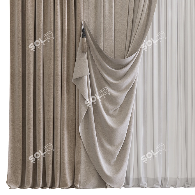 Folded Mesh Curtain Design 3D model image 2