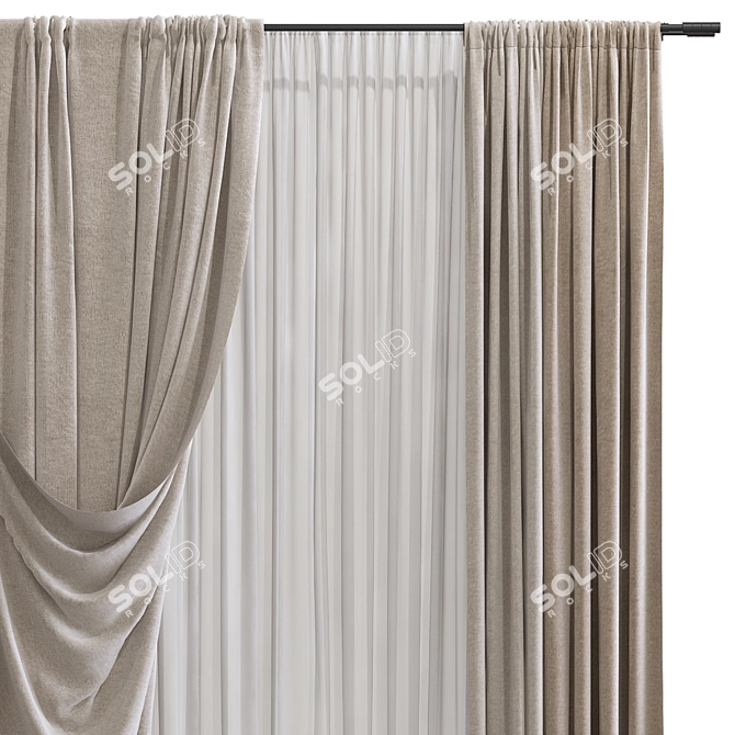 Folded Mesh Curtain Design 3D model image 3