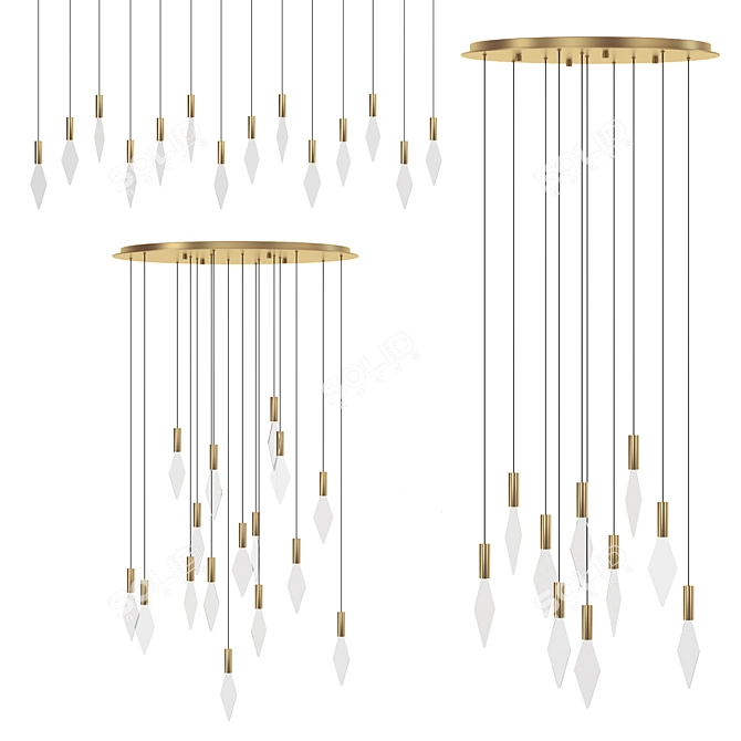 Diamond Spark Brass Pendant Light 3D model image 1