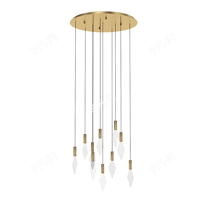 Diamond Spark Brass Pendant Light 3D model image 4