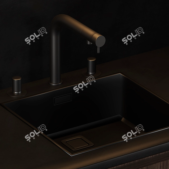 Streamlined Kitchen Model Design 3D model image 2