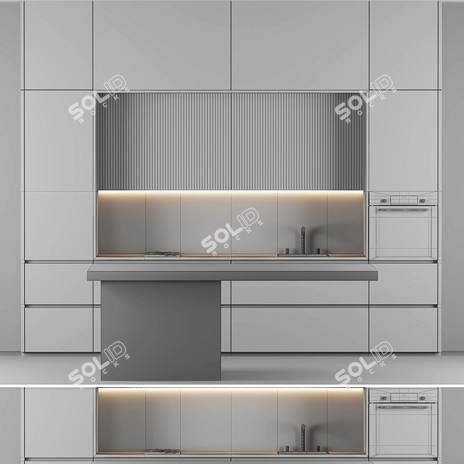 Streamlined Kitchen Model Design 3D model image 4